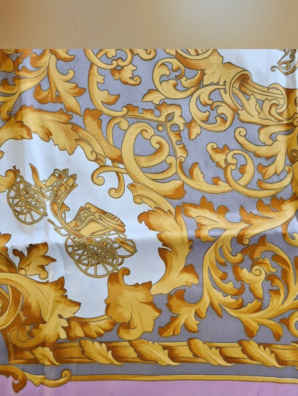 Celine Pink & Gold Baroque Silk Scarf